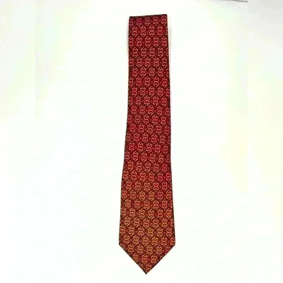 Vintage Burberry Men’s Silk Red Yellow Green Printed Tie.‎ - Picture 2 of 6